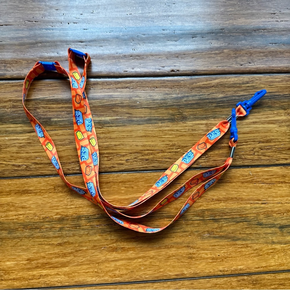 Set Of 2 PEZ COLLECTABLE LANYARD  18" Long  ORANGE w/Pez logo and Blue Clip